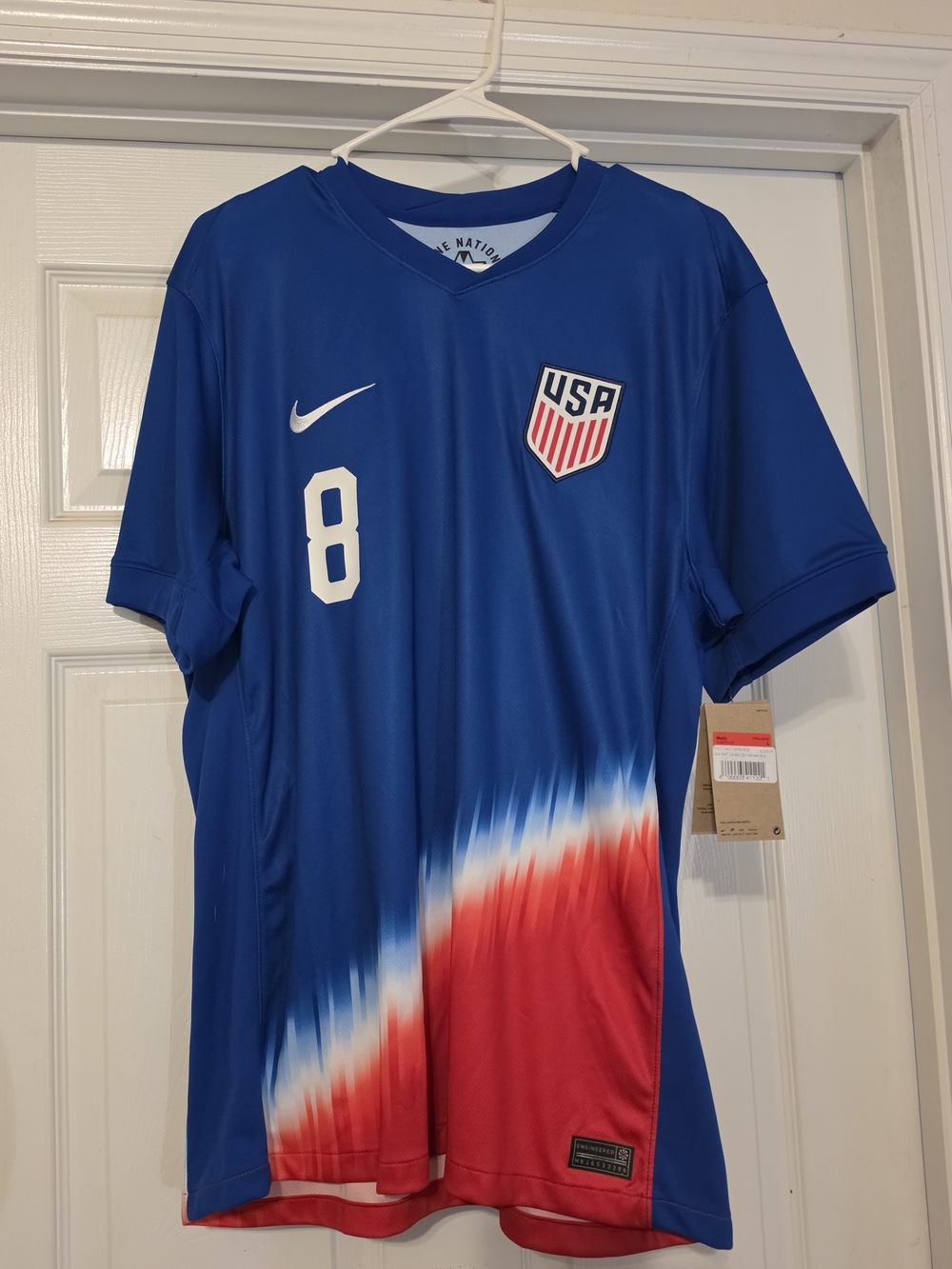 Nike Blue USA Men's Soccer Jersey with Red and White Gradient